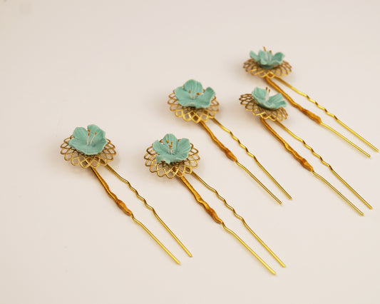 Horquillas para novia o invitada. "Flor turquesa"